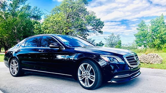 A black luxe sedan from Presidential Limo.