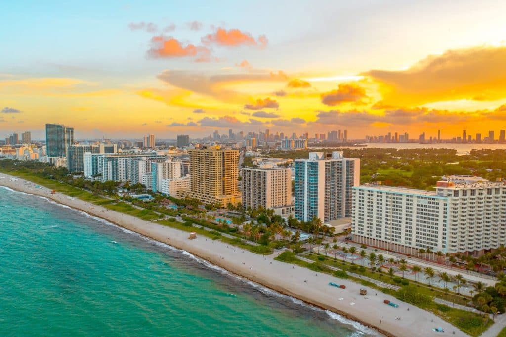 Aerial view of miami beach